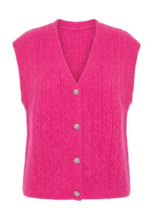 Studio Untold, STRICKWESTE, AJOURSTRICK, SCHMUCKKNÖPFE - Cardigan - fuchsia pink
