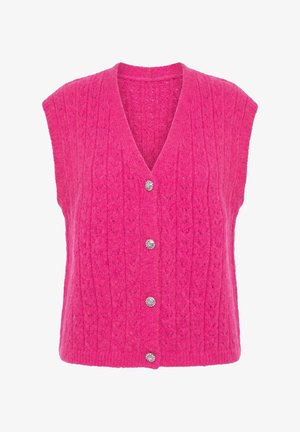 Studio Untold, STRICKWESTE, AJOURSTRICK, SCHMUCKKNÖPFE - Cardigan - fuchsia pink