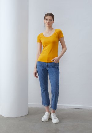 3 PACK - Tricou basic - mottled light grey/white/mustard yellow