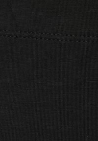 Black stretch fabric with a fine ribbed texture; features a straight, even seam along the top edge.