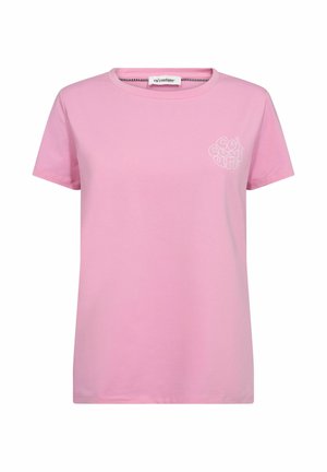 Růžové bavlněné tričko s krátkým rukávem, kulatým výstřihem a malým bílým logem "co’couture" na levé straně hrudi.