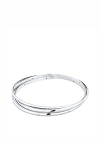 Bracelet en jonc en argent fabriqué en argent sterling 925, comprenant trois bandes entrelacées avec de petites pierres claires incrustées sur la surface.