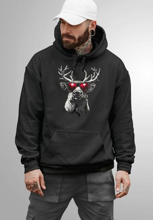 WEIHNACHTEN RENTIER ELCH AUFDRUCK - Hoodie - schwarz
