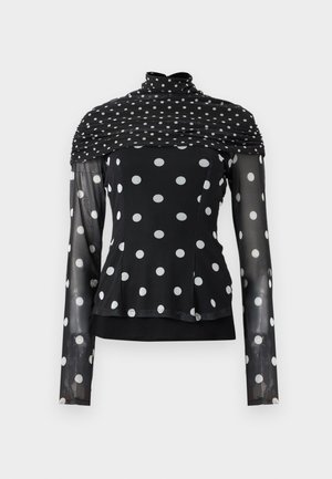 MAGLIETTA STAMPA ALL OVER MIX POIS SU TULLE - Longsleeve - fantasia nero