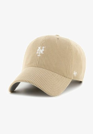 Beige Cord-Cap mit weißem NY-Logo auf der Vorderseite und kleinem '47'-Logo an der Seite bestickt.