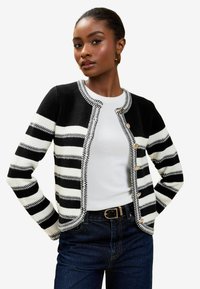 REGULAR FIT - STRIPE SMART TRIMMED - Kardigán - black & white
