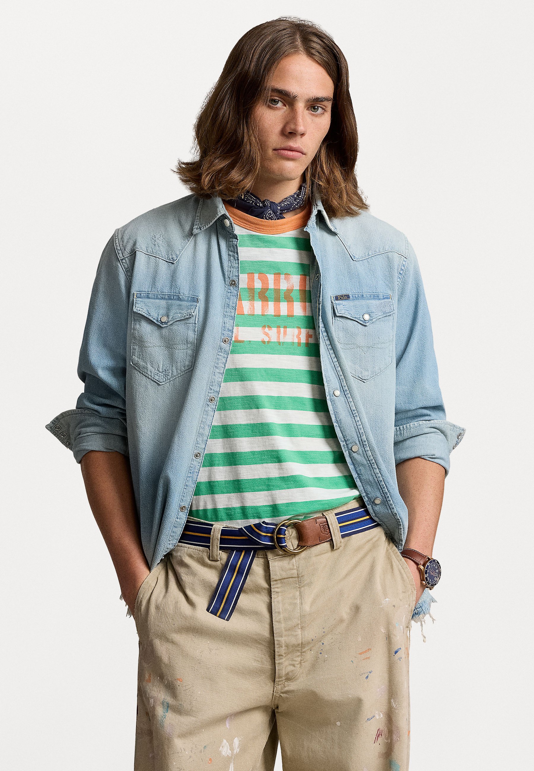 Polo Ralph Lauren DISTRESSED DENIM WESTERN SHIRT Camicia