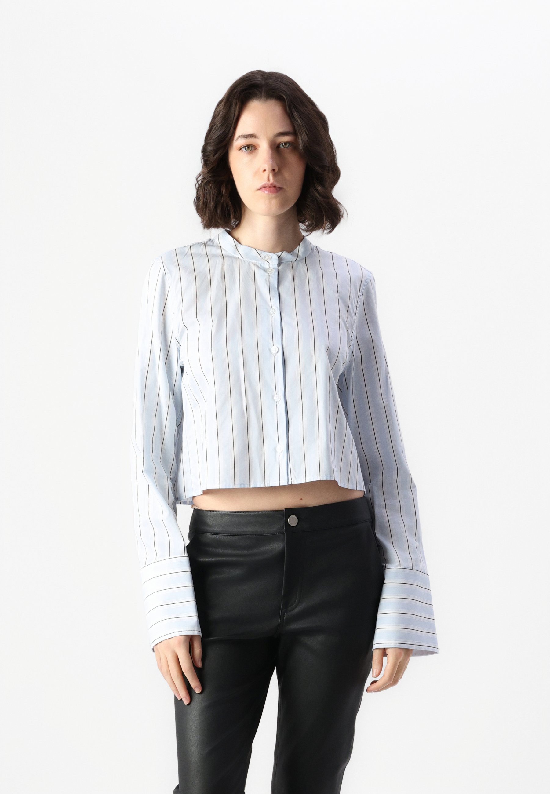 売れ筋商品|||デイ・ビルゲール・エ・ミッケルセン シャツ レディース トップス ALEXI CLASSIC STRIPE  - Button-down blouse - light blue Silk Striped Shirt Women's Long Sleeve V-Neck Printed Office