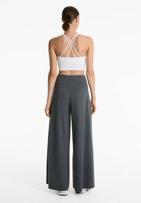 OYSHO FOLDOVER WAIST COTTON BLEND PALAZZO - Pantalon classique - grey