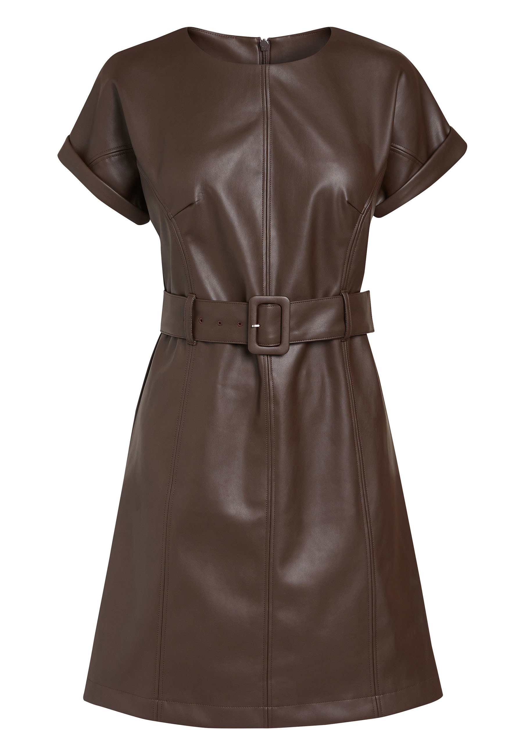 Damen BROWN PU DRESS - Freizeitkleid Damen BROWN PU DRESS - Freizeitkleid