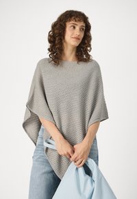 VILA VICILLO O-NECK PONCHO - Skraistė - light grey melange