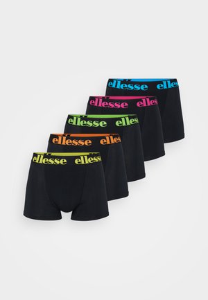 Fekete boxer alsók rugalmas derékkal, színes "ellesse" logókkal neon rózsaszín, zöld, narancs és kék színekben. Öt darabos csomag.