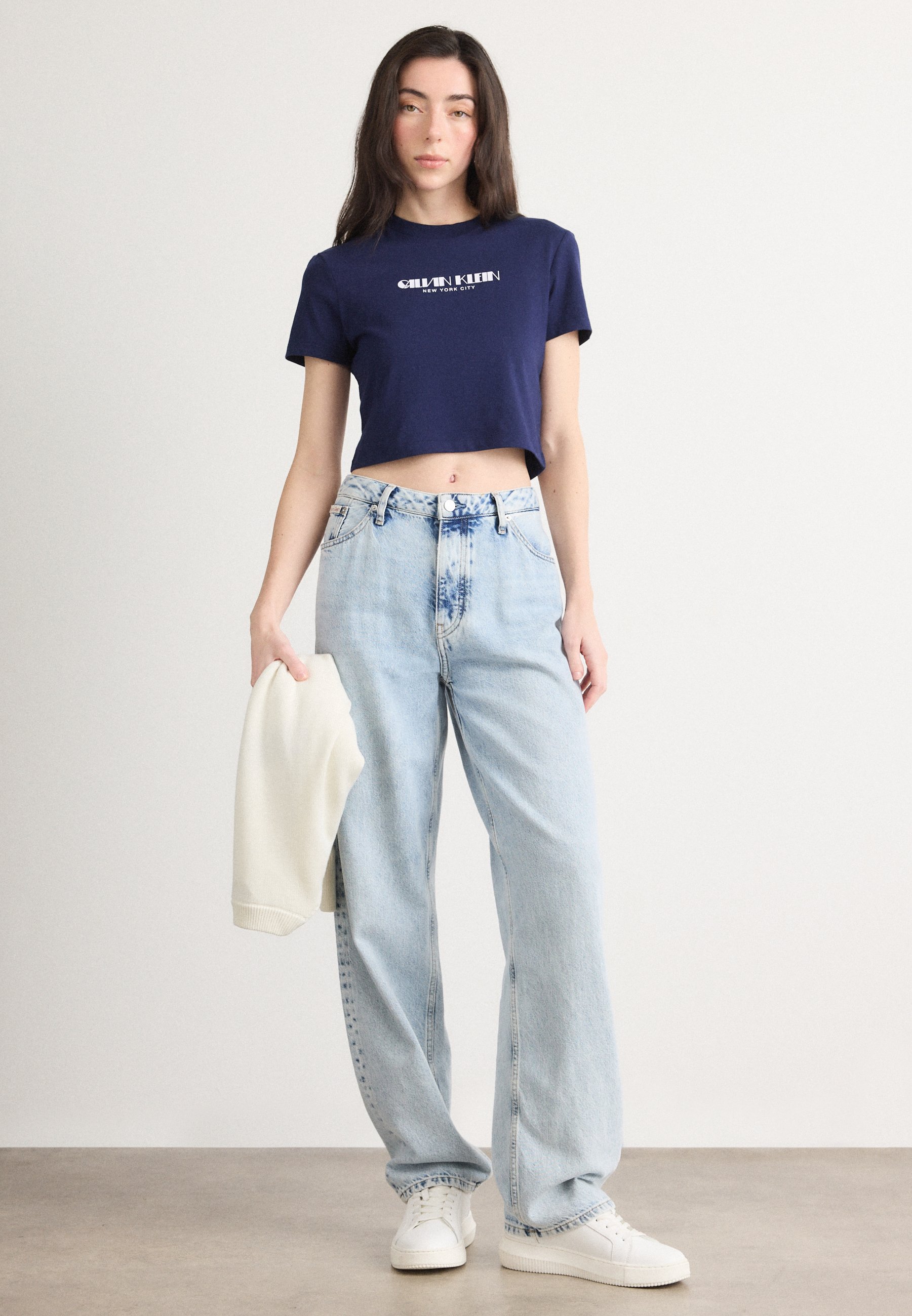 Calvin Klein Jeans LOGO CROPPED TEE - Print T-shirt - maritime