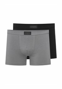 Dwie pary bokserek w kolorze szarym i czarnym. Wykonane z miękkiego materiału z elastycznym pasem z logo. Prosty, dopasowany krój.