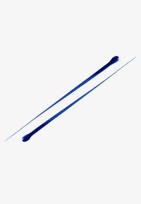 Fermagello blu, design snodato con una finitura lucida. Presenta estremità arrotondate e una sezione centrale dritta. Texture liscia.