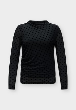 VILA, VIRIKKE L/S FUNNEL NECK TOP - NOOS - T-shirt à manches longues - black beauty/flock dot
