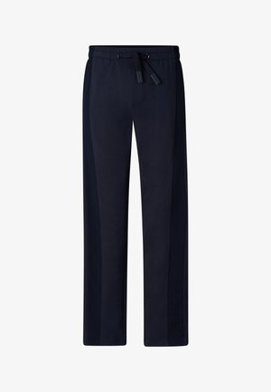 Marineblå sweatpants med lige ben, elastisk talje og matchende snøre, med subtilt prægede logo på venstre ben.