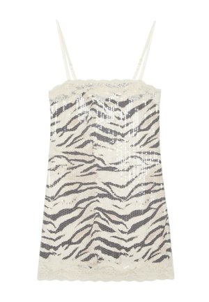 Stradivarius, SHORT SEQUIN ANIMAL PRINT DRESS - Robe fourreau - mottled beige