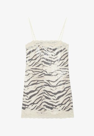 Stradivarius, SHORT SEQUIN ANIMAL PRINT DRESS - Robe fourreau - mottled beige
