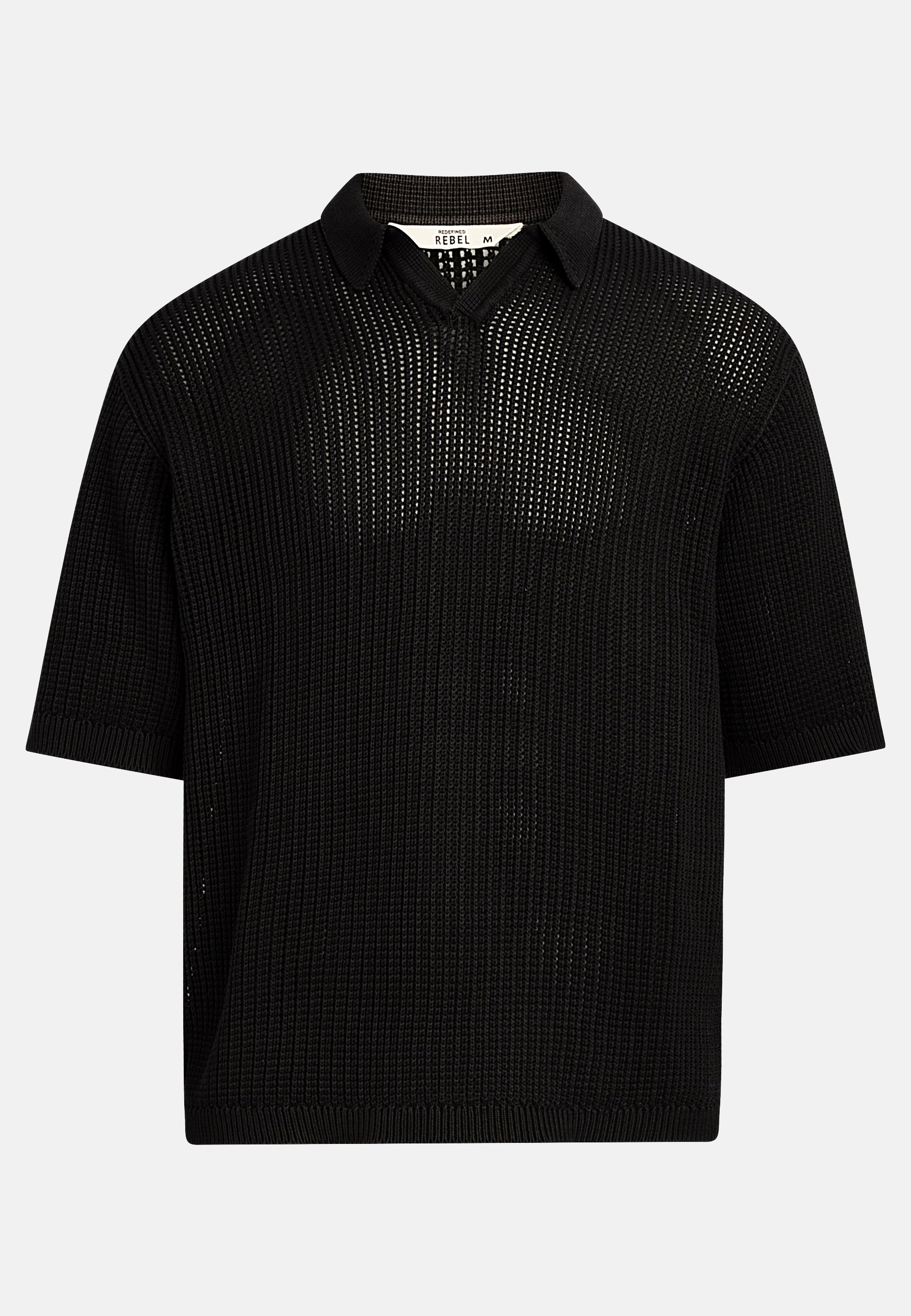 Redefined Rebel WILSON KNIT POLO BOXY FIT - Jumper - black