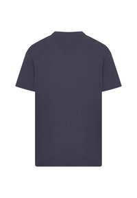 Navy blue cotton t-shirt with short sleeves, a crew neck, and a regular fit. The back features a smooth, even texture without patterns.
