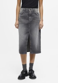 Object OBJHARLOW MIDI - Falda vaquera - grey denim