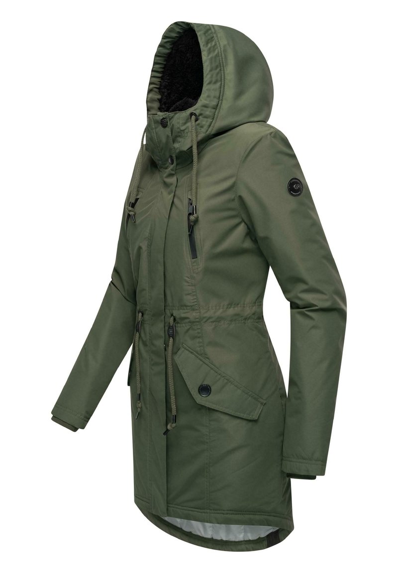 Parka Jacke Parka Oliv Echtfell Damen Echtfell Winterparka Olive