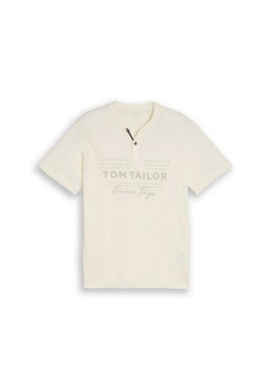 TOM TAILOR, TOM TAILOR T-SHIRT HENLEY T-SHIRT IM USED-LOOK - T-shirts print - gardenia white