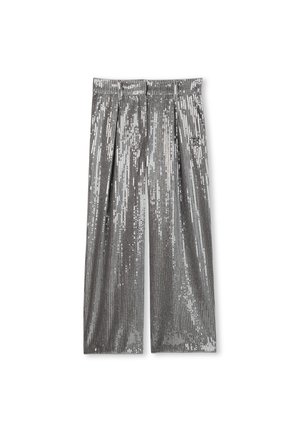 MIT SILBERNEN PAILLETTEN VERZIERT - Pantalon classique - silver