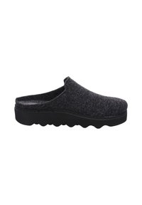 Gray felt slip-on clogs with a thick black rubber sole. The upper has a smooth texture and curved shape, featuring a seamless design.