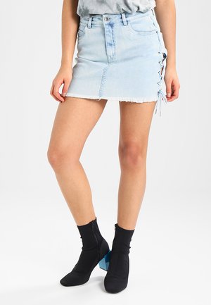 LACE UP SKIRT - Denimnederdele - blue bleached