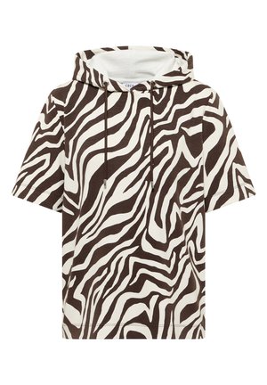 Cecil, KURZARM SHIRT MIT KAPUZE UND STRUKTUR - T-shirt con stampa - brown cacao