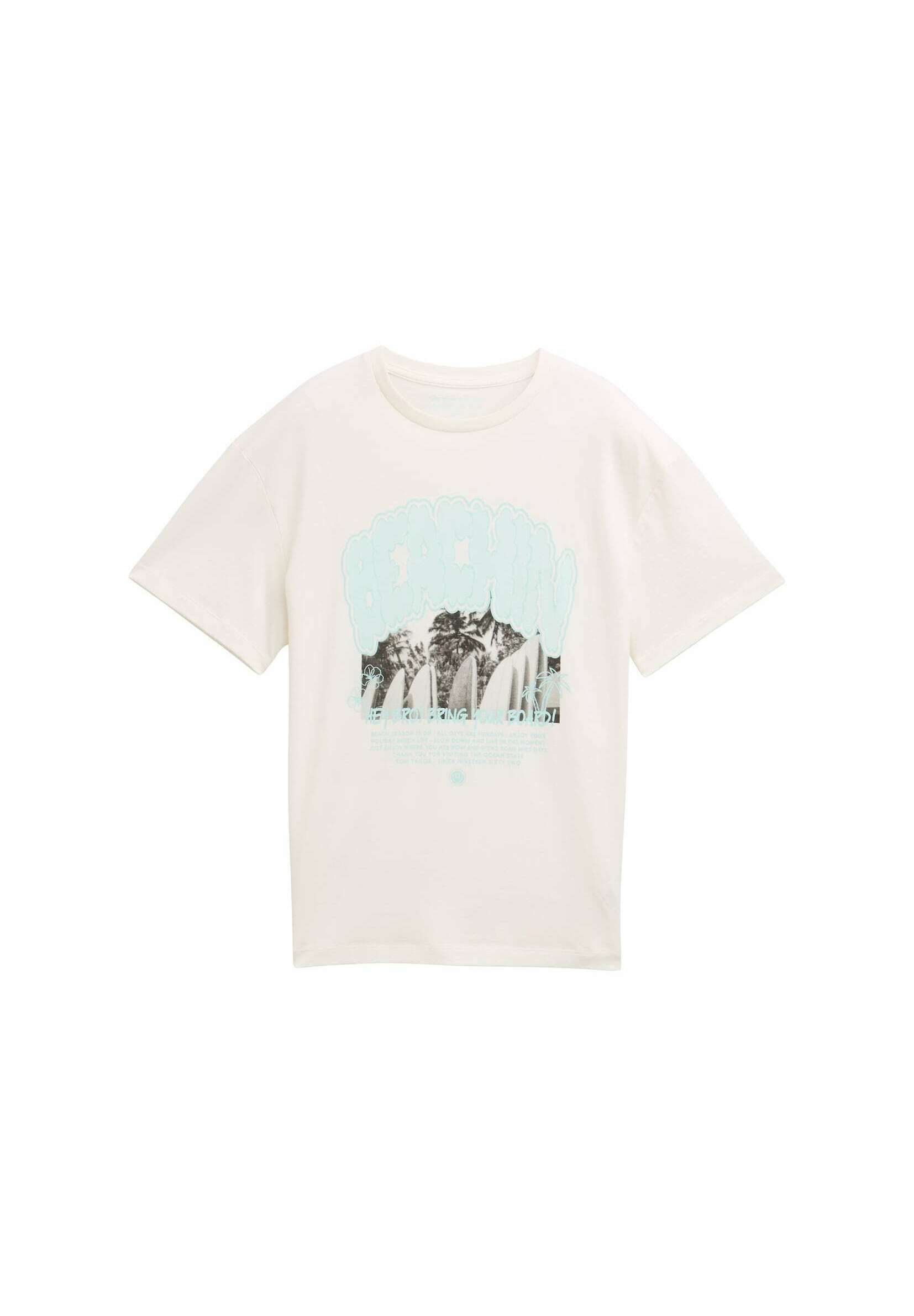 TOM TAILOR T-shirt print wool white/wit