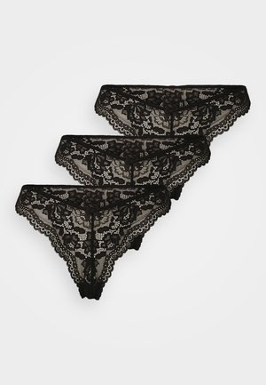 Hunkemöller FLORENCE 3 PACK - Thong - black