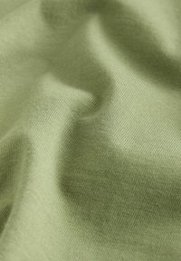 Vaaleanvihreä kangas, jossa on sileä pinta ja hienovarainen poikittaisviivakuvio, esitellen pehmeää, laskeutuvaa laatua ja hienovarainen kiilto luonnonvalossa.