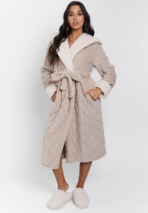 LOUNGEABLE HOODED CABLE CUTWORK - Bademantel - taupe