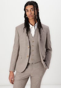 Isaac Dewhirst NOTCH SUIT SLIM - Κοστούμι - puppy tooth brown