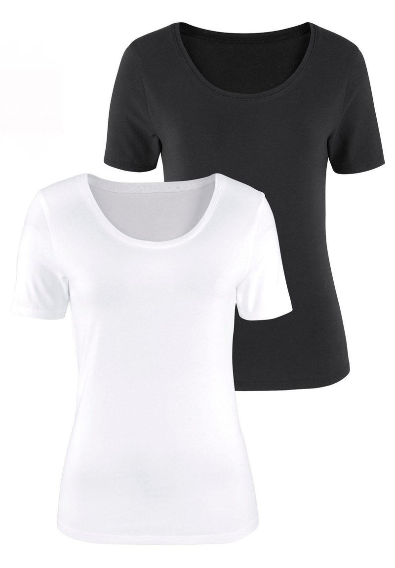 LASCANA 2er-Pack - T-shirt basic - schwarz/weiß