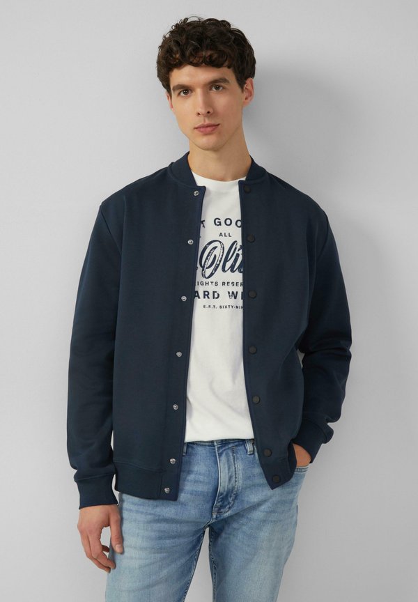 STRUKTURIERTE MIT KRAGEN - Sweatjacke - tiefblau