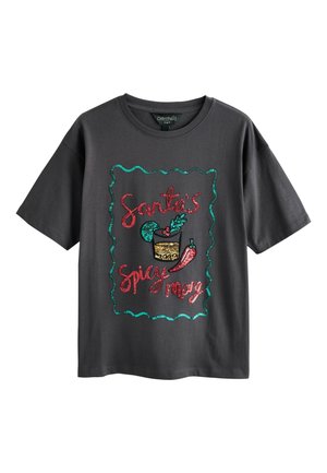 Next REGULAR FIT - FESTIVE SEQUIN SPICY MARGARITA SHORT SLEEVE  - Triko s potiskem - black
