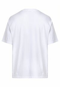 White cotton t-shirt with a relaxed fit, short sleeves, and a crew neck, featuring a smooth texture and no visible patterns or embellishments.