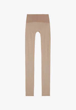 Nudefarbene Leggings mit einem hohen, glatten Bund. Hergestellt aus dehnbarem, leichtem Material und mit einem nahtlosen Design für zusätzlichen Komfort.