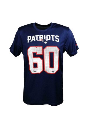 Navy blue Patriots T-shirt with white and red number 60 and Patriots logo centered on the chest.
