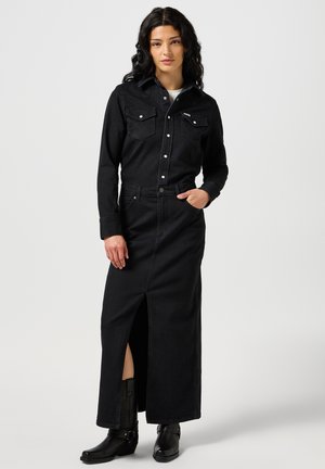 Wrangler DENIM MATCH UP DRESS - Farkkumekko - black