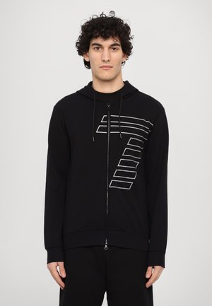 EA7 Emporio Armani TRAIN GRAPHIC SERIES HOODIE - Pulover s kapuco - black silver