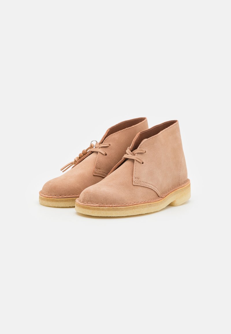 pink clarks desert boots