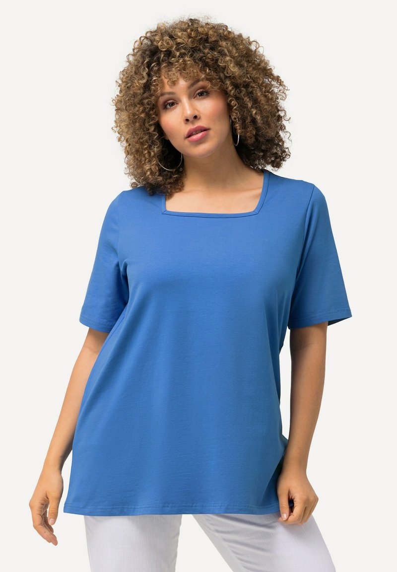 Ulla Popken CARREE-AUSSCHNITT - Jednoduché tričko - medium blue
