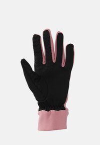 Guanti neri e rosa con una superficie testurizzata sul palmo, design aderente e polsino elastico per una vestibilità sicura.