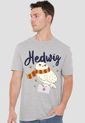 Harry Potter, HARRY POTTER HEDWIG WITH HOGWARTS LETTER - T-Shirt print - mottled light grey