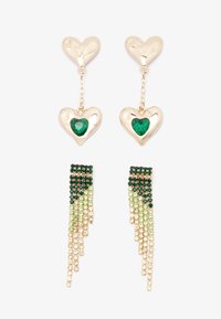 2 PACK - Auskarai - gold-coloured/green